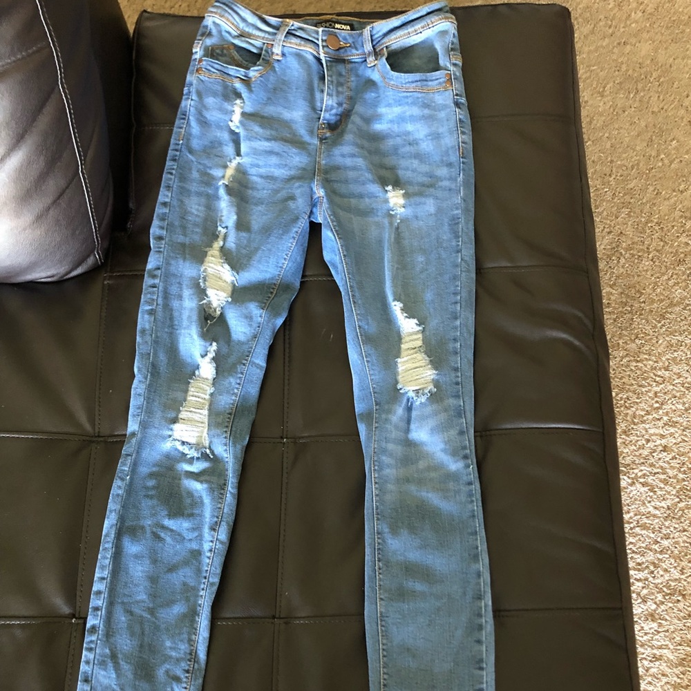 Blue ripped jeans